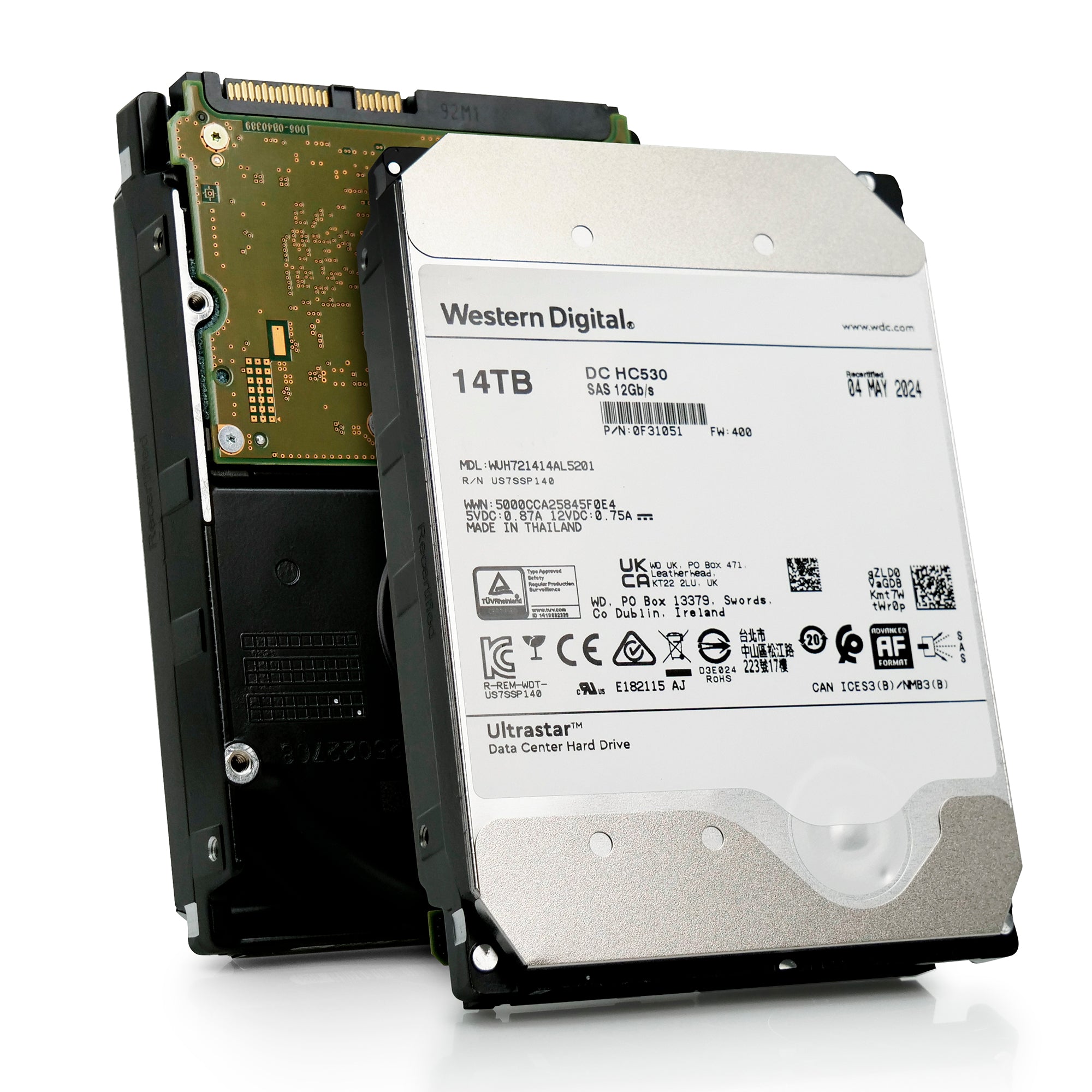 Western Digital Ultrastar DC HC530 WUH721414AL5201 14TB 7.2K RPM SAS 12Gb/s 512e 3.5in Recertified Hard Drive
