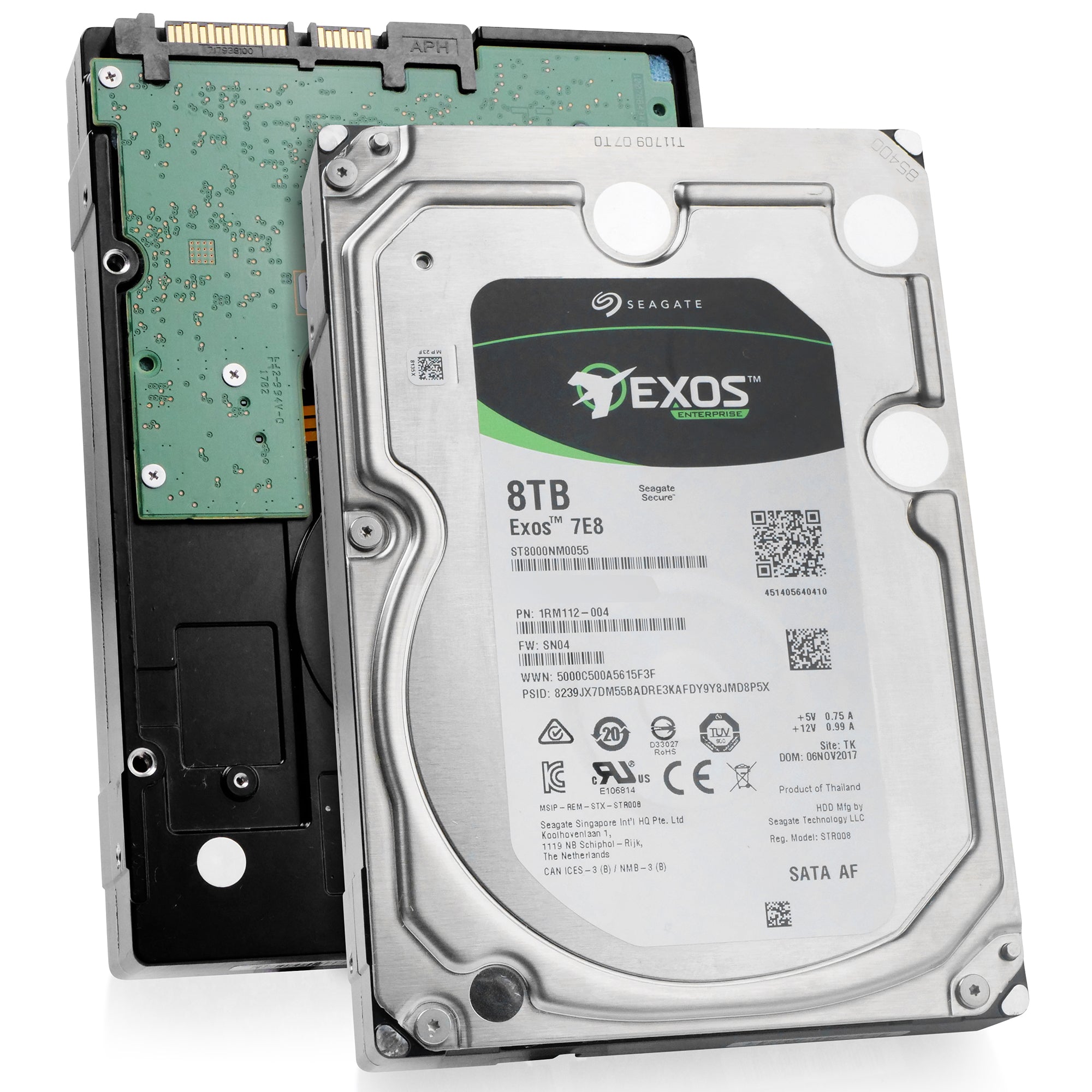 Seagate Exos 7E8 ST8000NM0055 8TB 7.2K RPM SATA 6Gb/s 512e 3.5in Refurbished HDD