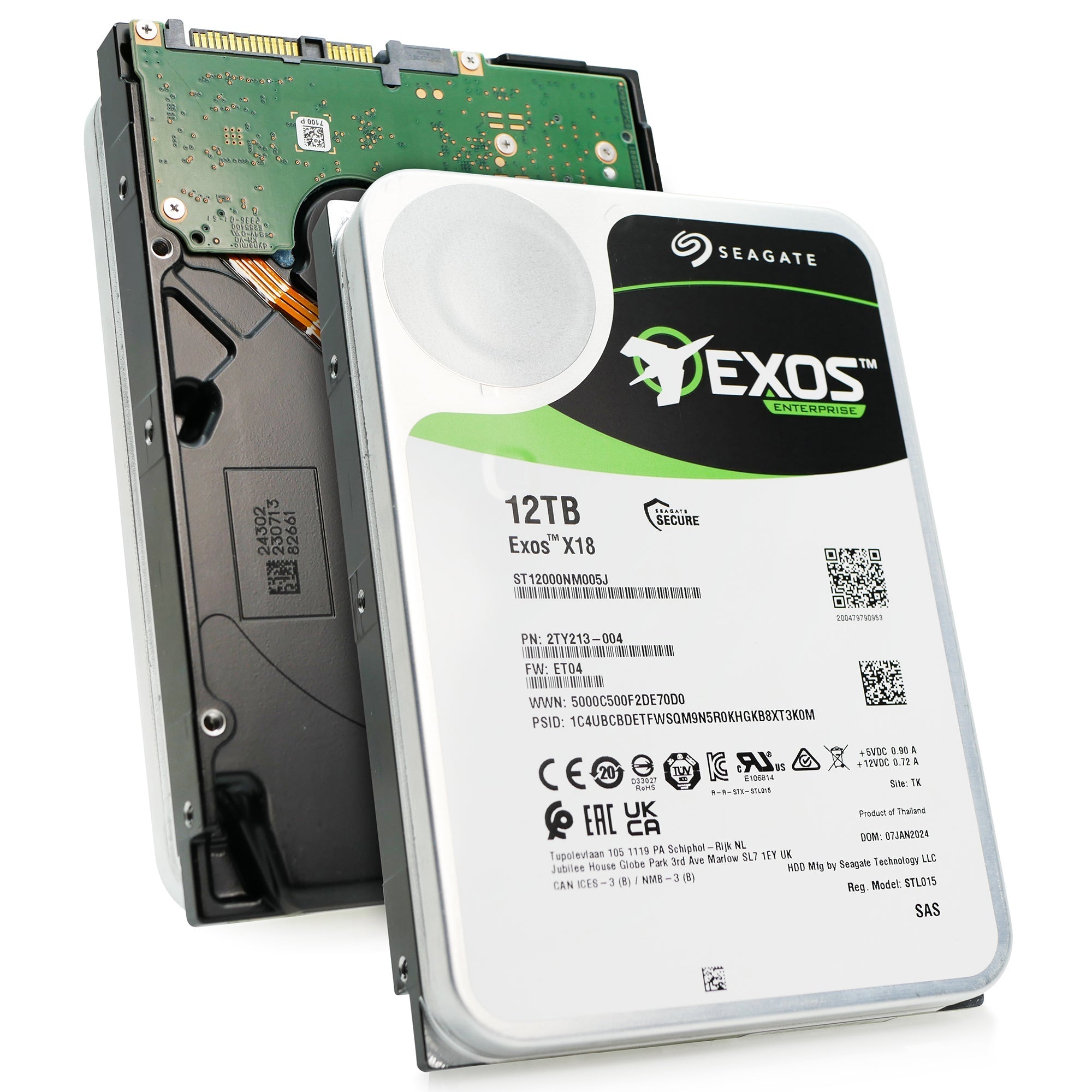 Seagate Exos X18 ST12000NM005J 12TB 7.2K RPM SAS 12Gb/s 512e 3.5in Hard Drive