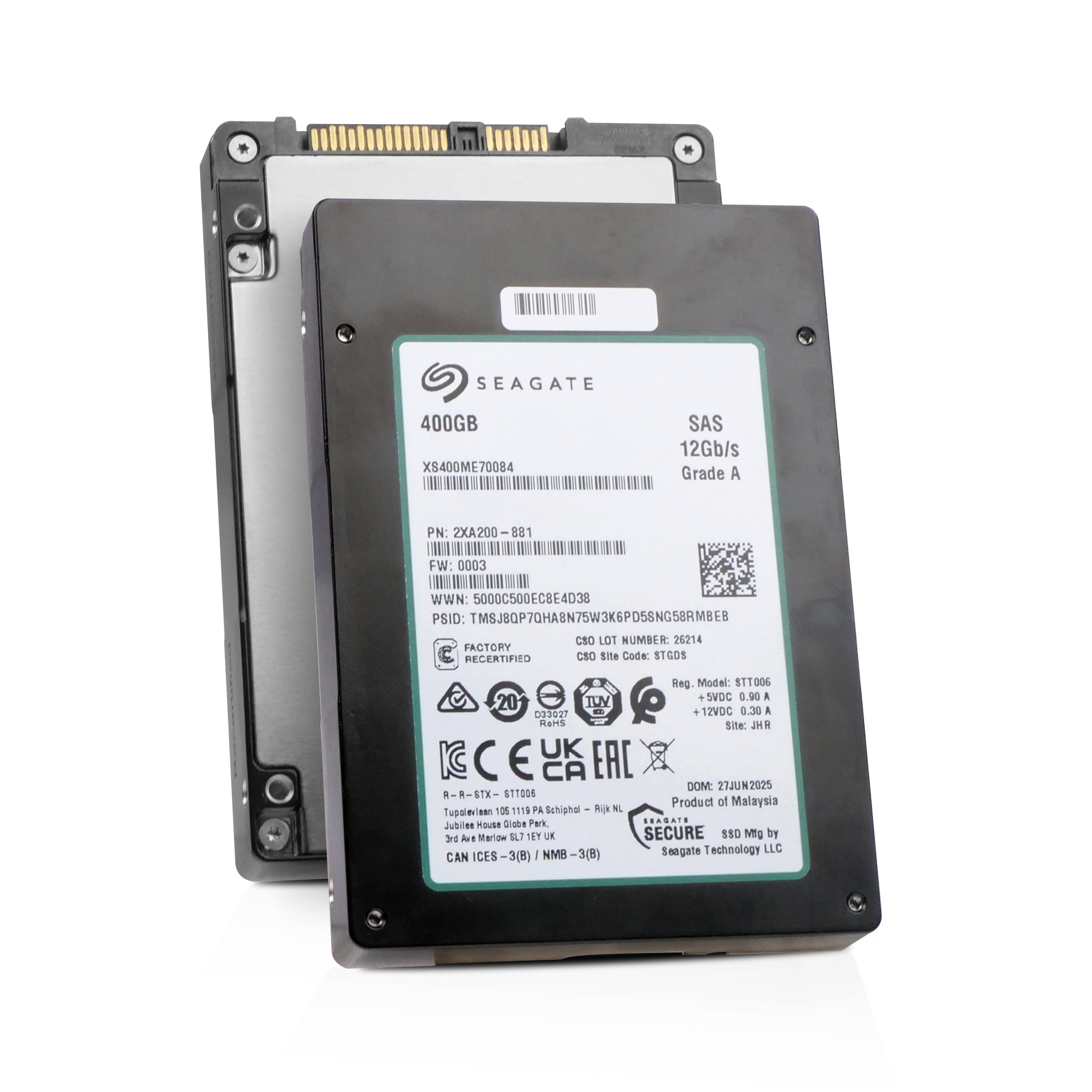 Seagate Nytro 3732 XS400ME70084 400GB 10 DWPD SAS 12Gb/s 3D eTLC 2.5in Recertified SSD