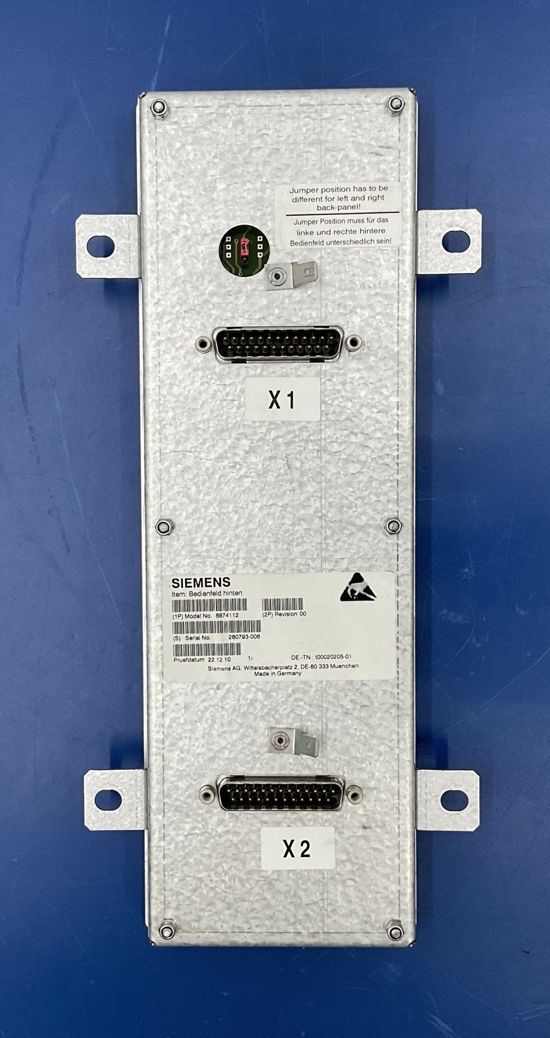 CONTROL PANEL BACK FACELIFT (08874112/8874112 SIEMENS