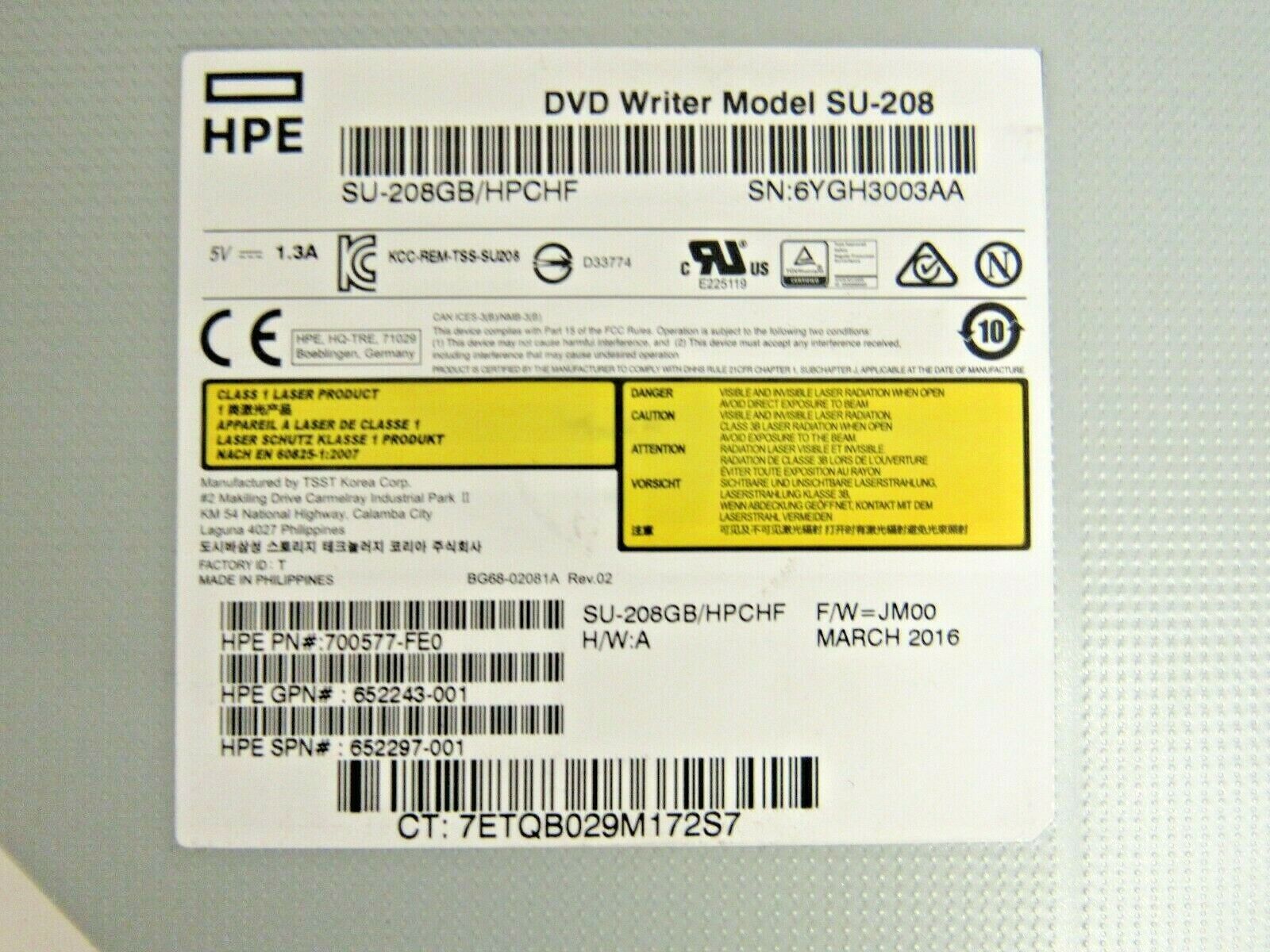 HP 9.5MM SATA DVD-RW Optical Drive DVD -ROM