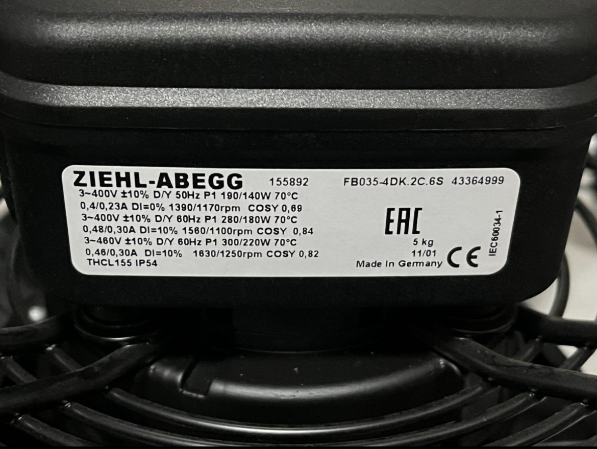 FB035-4DK.2C.6S AZIEHL-ABEGG Axial Fan 0.14/0.3kW 3-400V 0.23/0.46A 1170/1630rpm
