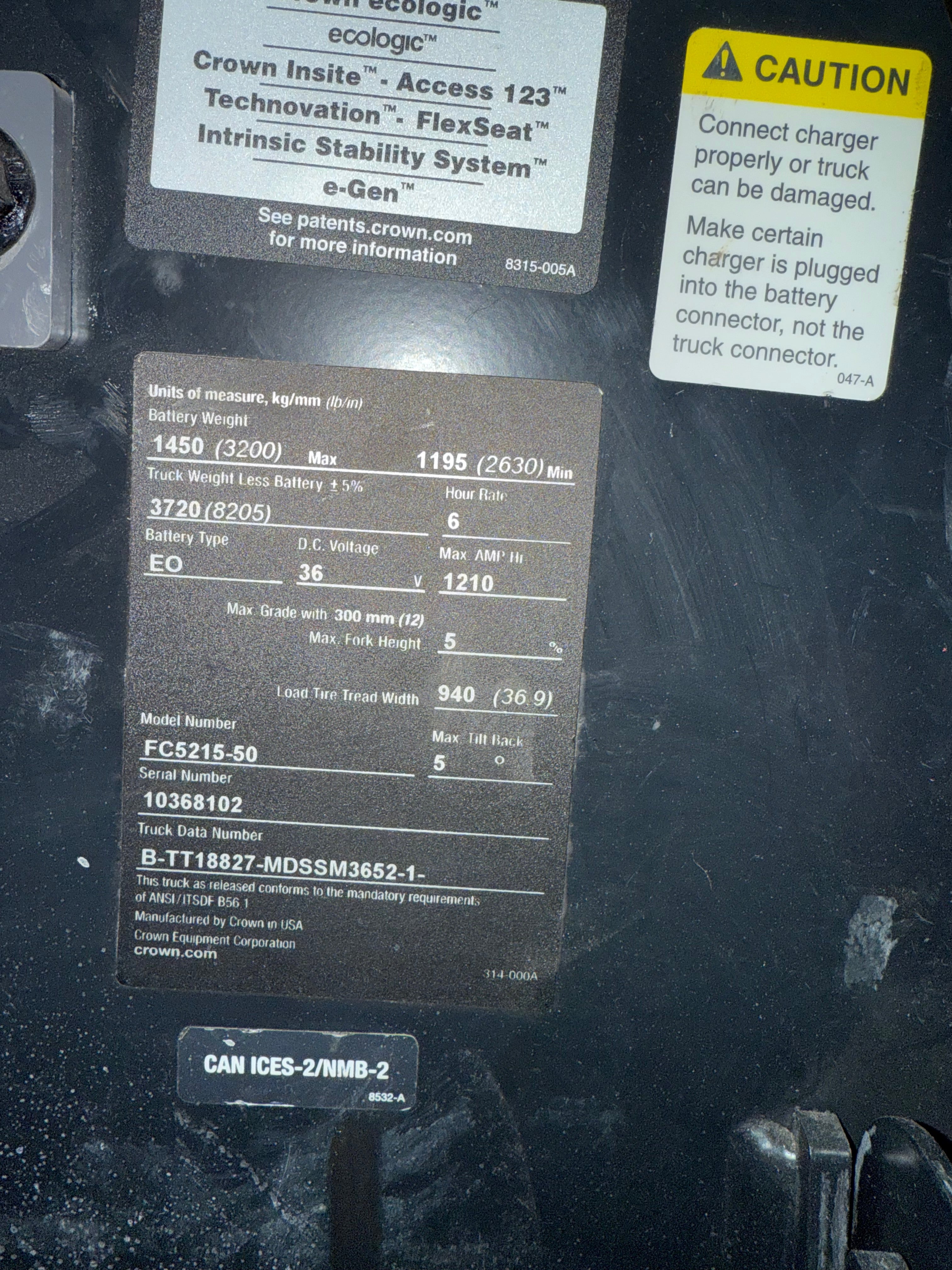 Crown FC5215-50 Electric Forklift Sit-down rider lift | Odometer 1150