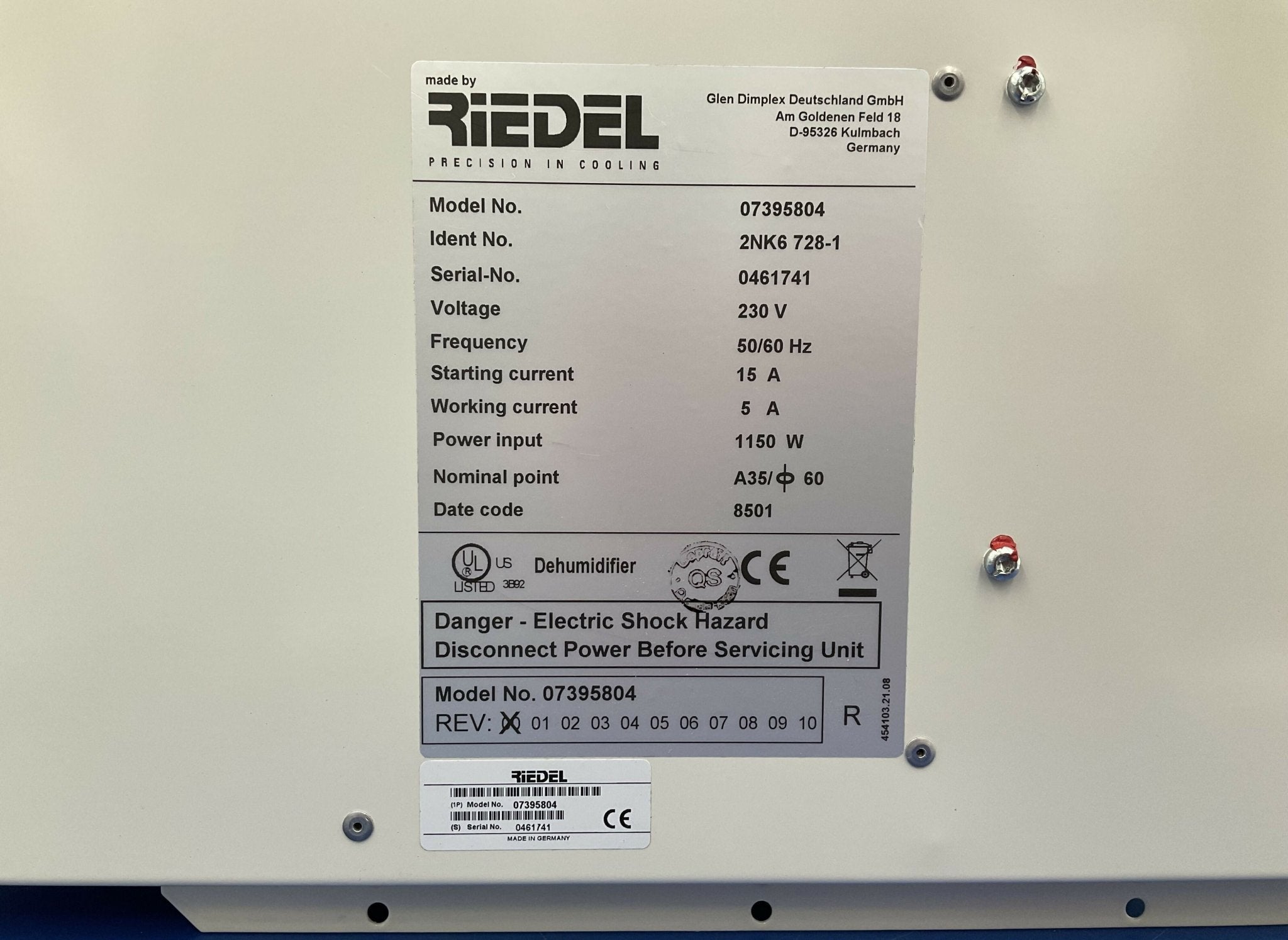 DEHUMIDIFIER (07395804/7395804 SIEMENS