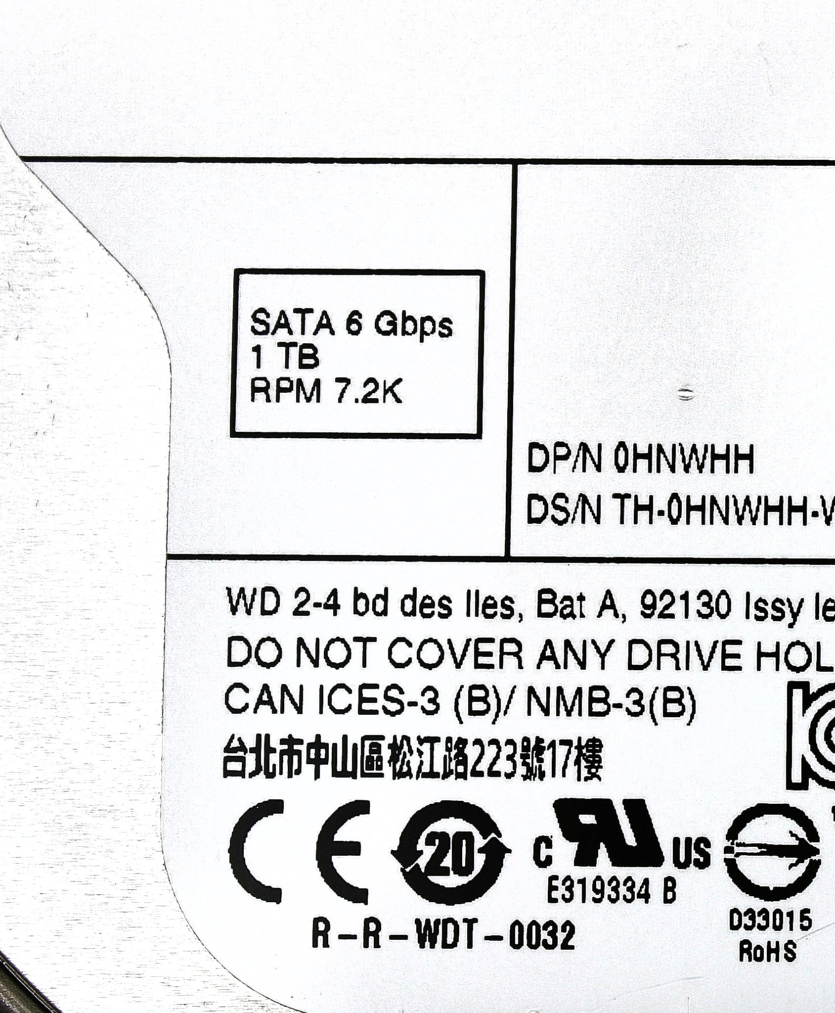 Dell 0HNWHH 1TB 7.2K SATA 3.5 6G EP HUS722T1TAL