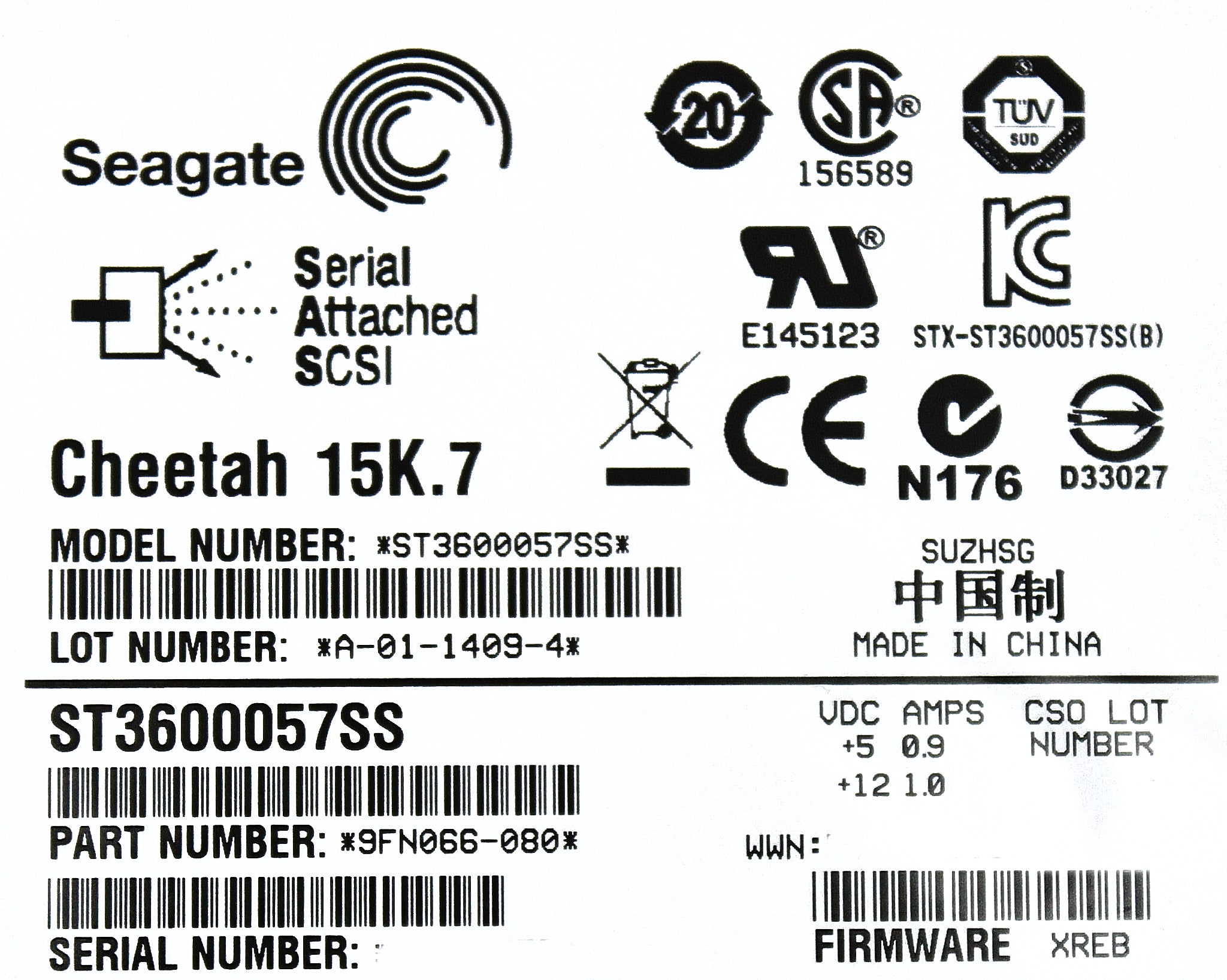 Dell 9FN066-080 600GB 15K SAS 3.5 6G CML XQB4/X