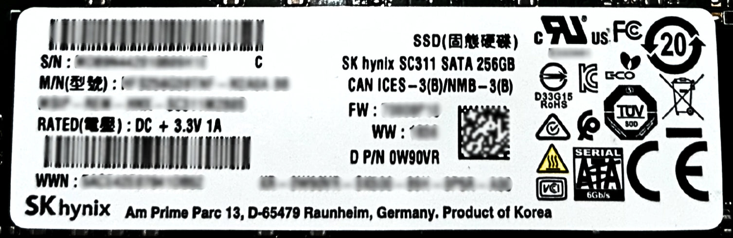 Dell W90VR 256GB SSD M.2 SATA 80 SC311 (2)
