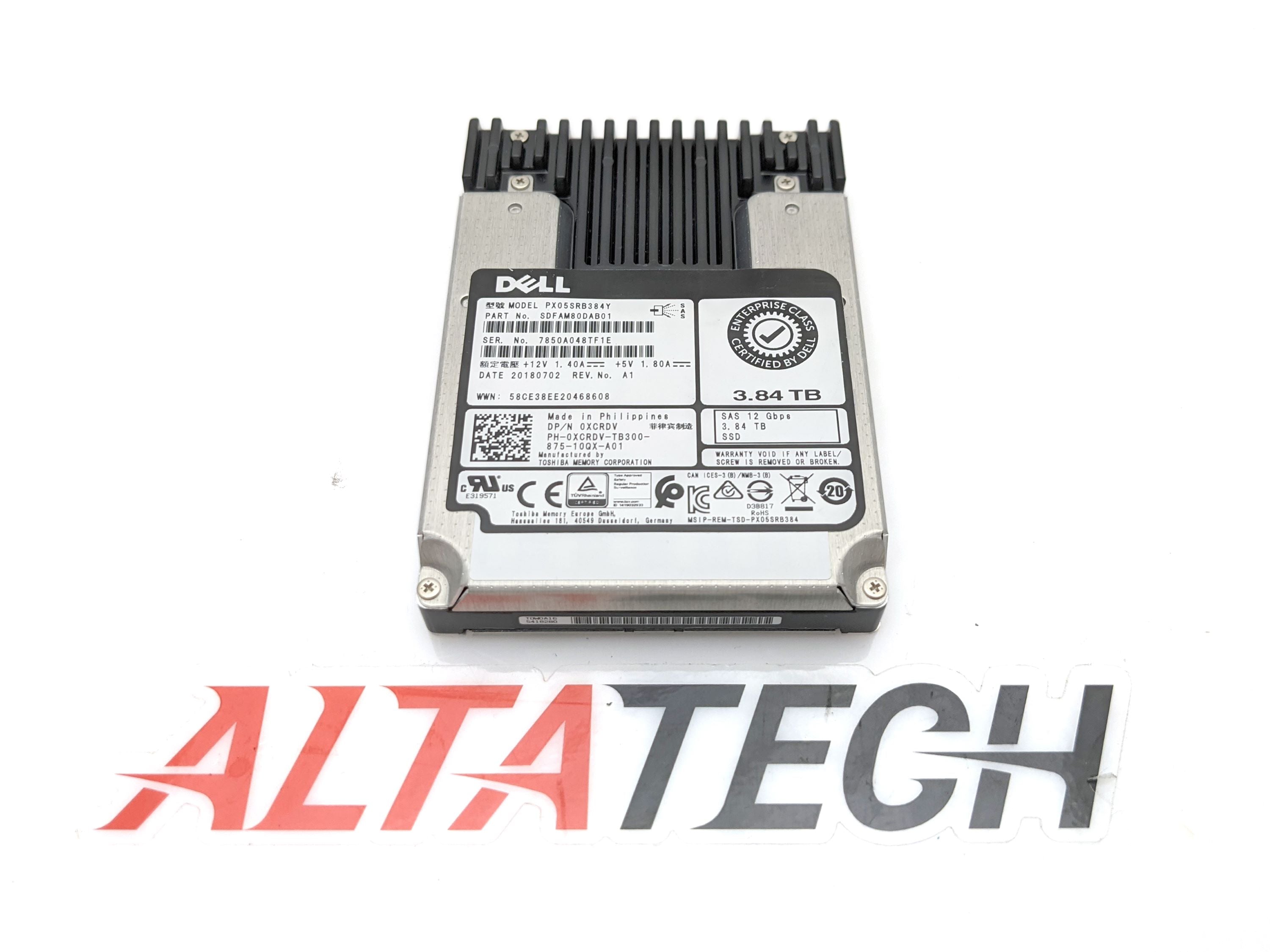 Dell XCRDV 3.84TB SSD SAS 2.5 12G RI Solid State Drive