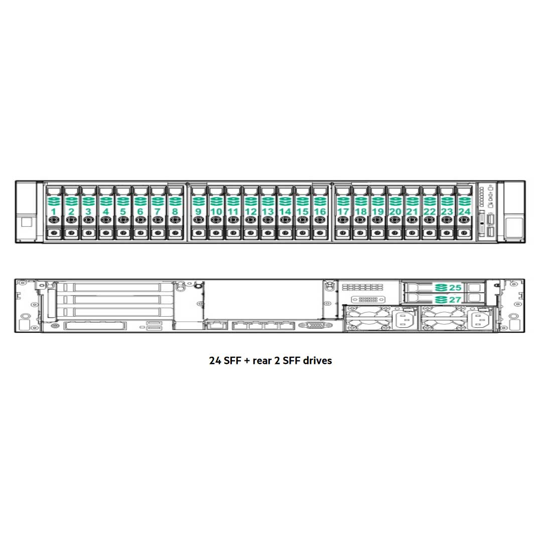 HPE ProLiant DL380 (G11) 6426Y 2.5GHz 16 Core 1P 32GB-R MR408I-O NC 8SFF 800W PS Server | P60637-B21
