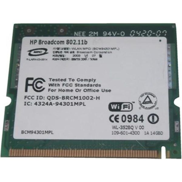 345640-001 - HP Mini PCI IEEE 11MBps 802.11b/g Wireless Lan (WLAN) Network Interface Card