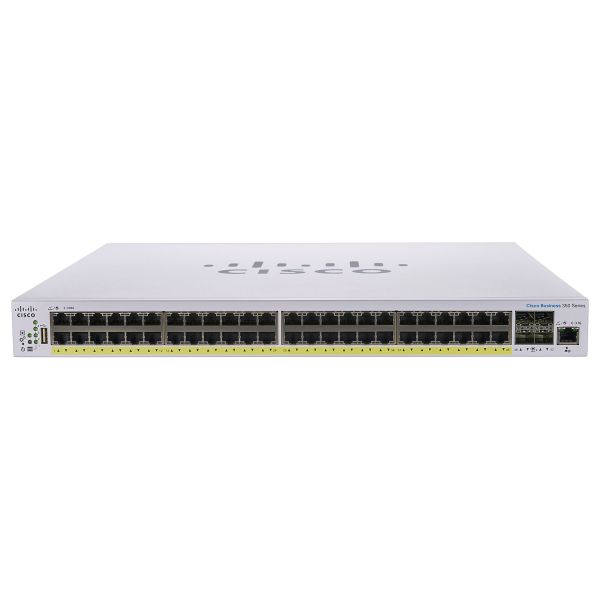 CBS350-48P-4X-EU - Cisco Business 350 Series 48-Ports 10/100/1000BASE-T PoE+ Layer 2 Rack-mountable Managed Network Switch with 4-Ports SFP+