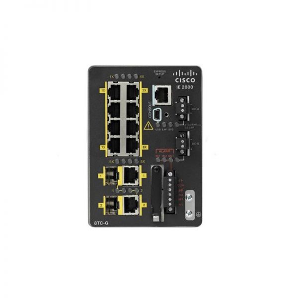 IE-2000-8TC-G-E - Cisco IE 2000 Series 8-Ports 10/100/1000BASE-T Ethernet Layer 2 DIN Rail-mountable Managed Rugged Network Switch with 2-Ports SFP