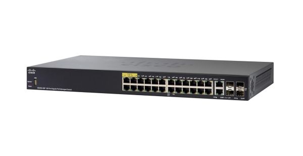 SG350-28P - Cisco 250 Series 26-Ports 10/100/1000BASE-T Ethernet Layer 3 Desktop Managed Network Switch with 2-Ports SFP