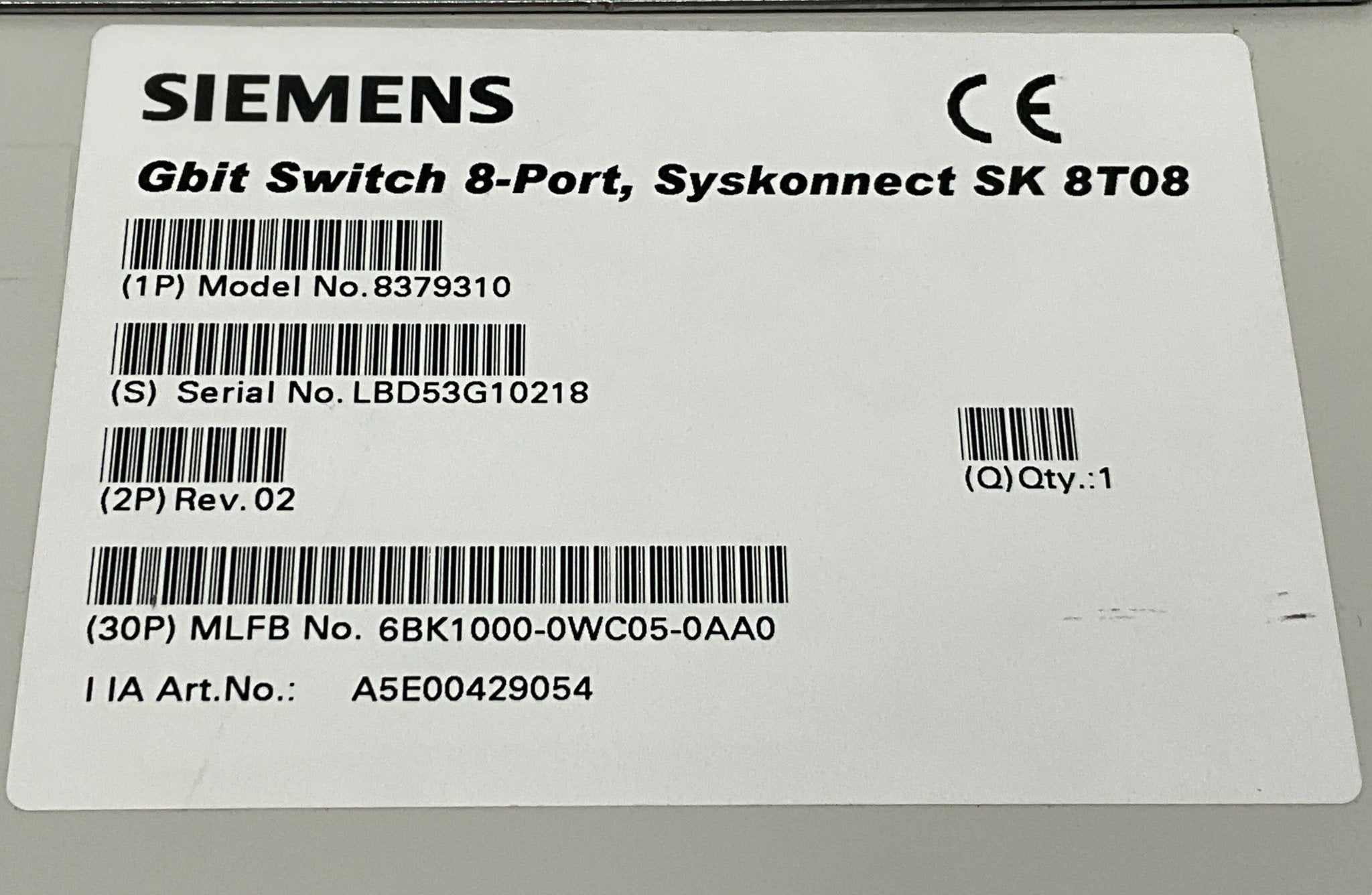 DUAL IRS 1 GBit SWITCH 8 PORT (8379310/S-8180T SIEMENS