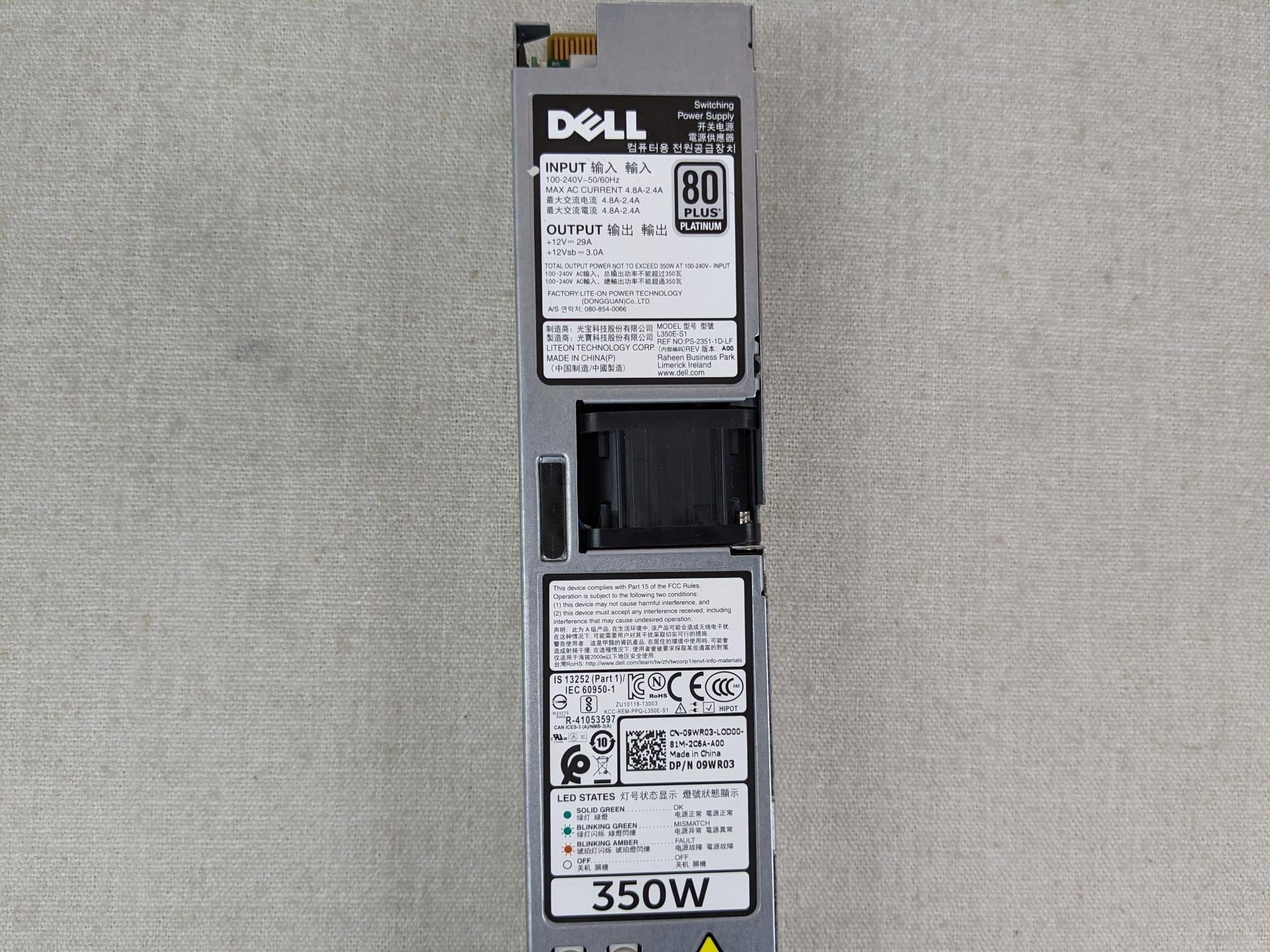 Dell 9WR03 350W Hot Swap Power Supply for PowerEdge R320 R330 R420