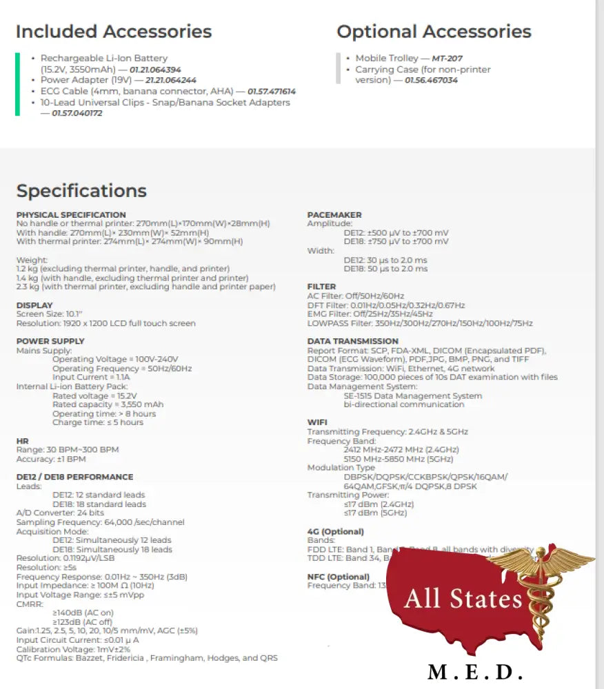 Edan iSE Series ECG Machine - No stand