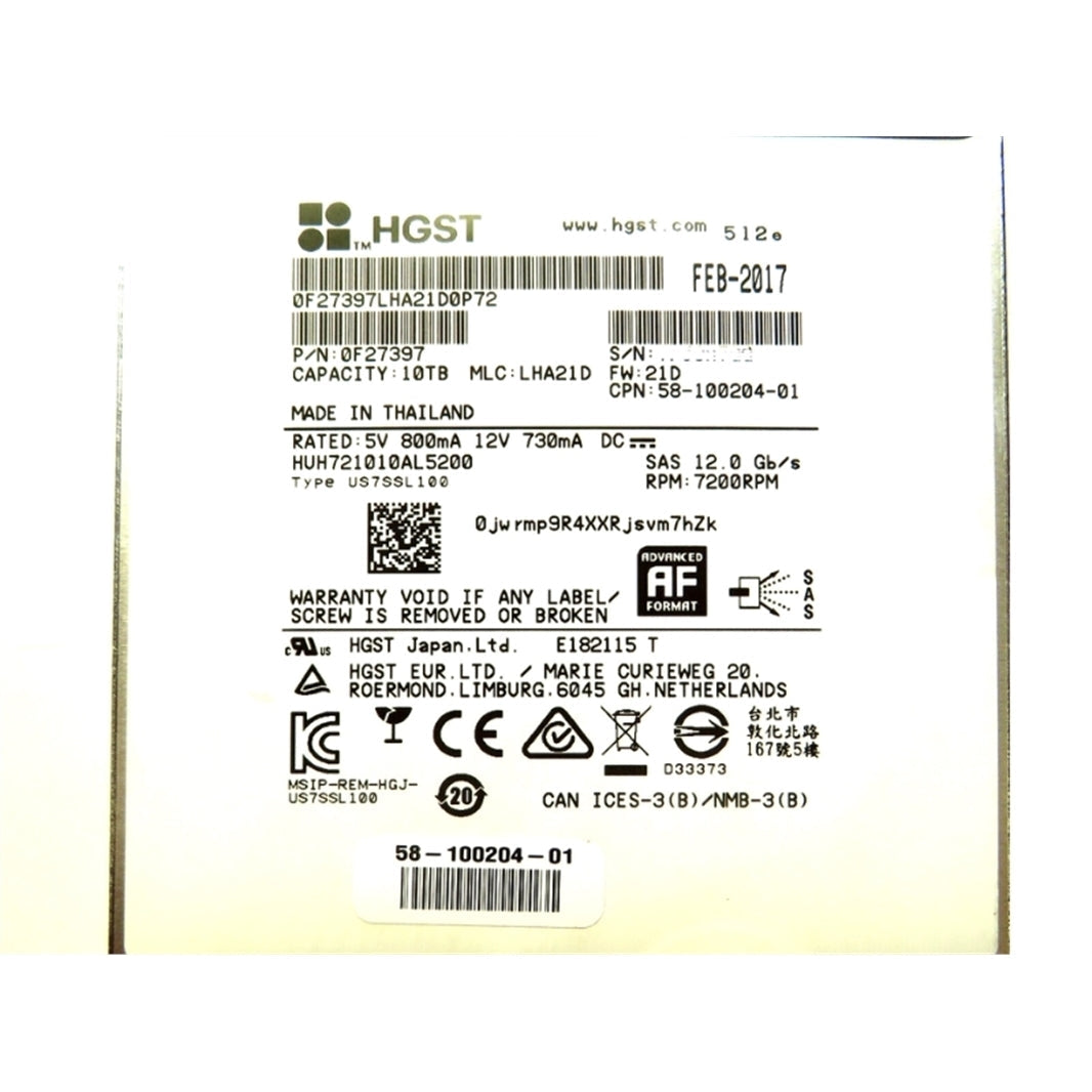 Cisco UCS-HD10T7KEM 3.5" 10TB 7200RPM SAS 12Gb/s Hard Disk Drive (HDD), Silver (Refurbished)