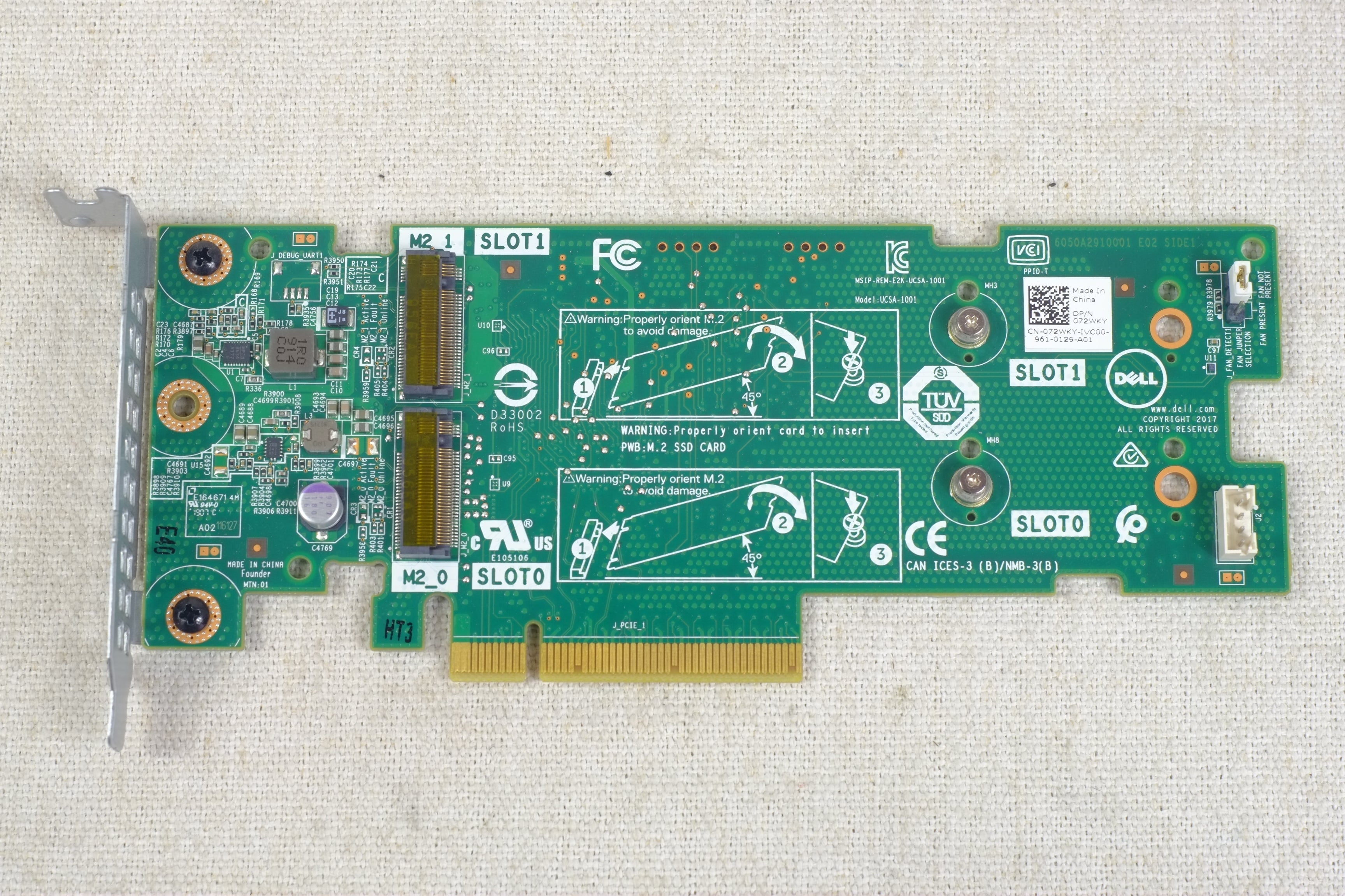 Dell 72WKY BOSS Boot Optimized Dual M.2 SATA SSD PCIe Controller Card LP
