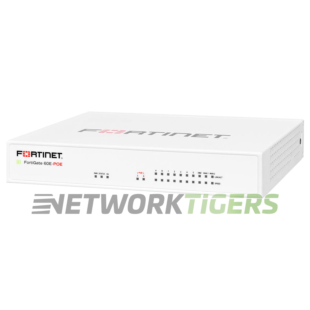NEW Fortinet FG-60E-POE FortiGate 60E 3 Gbps 10x 1GB (8x PoE+) RJ45 Firewall