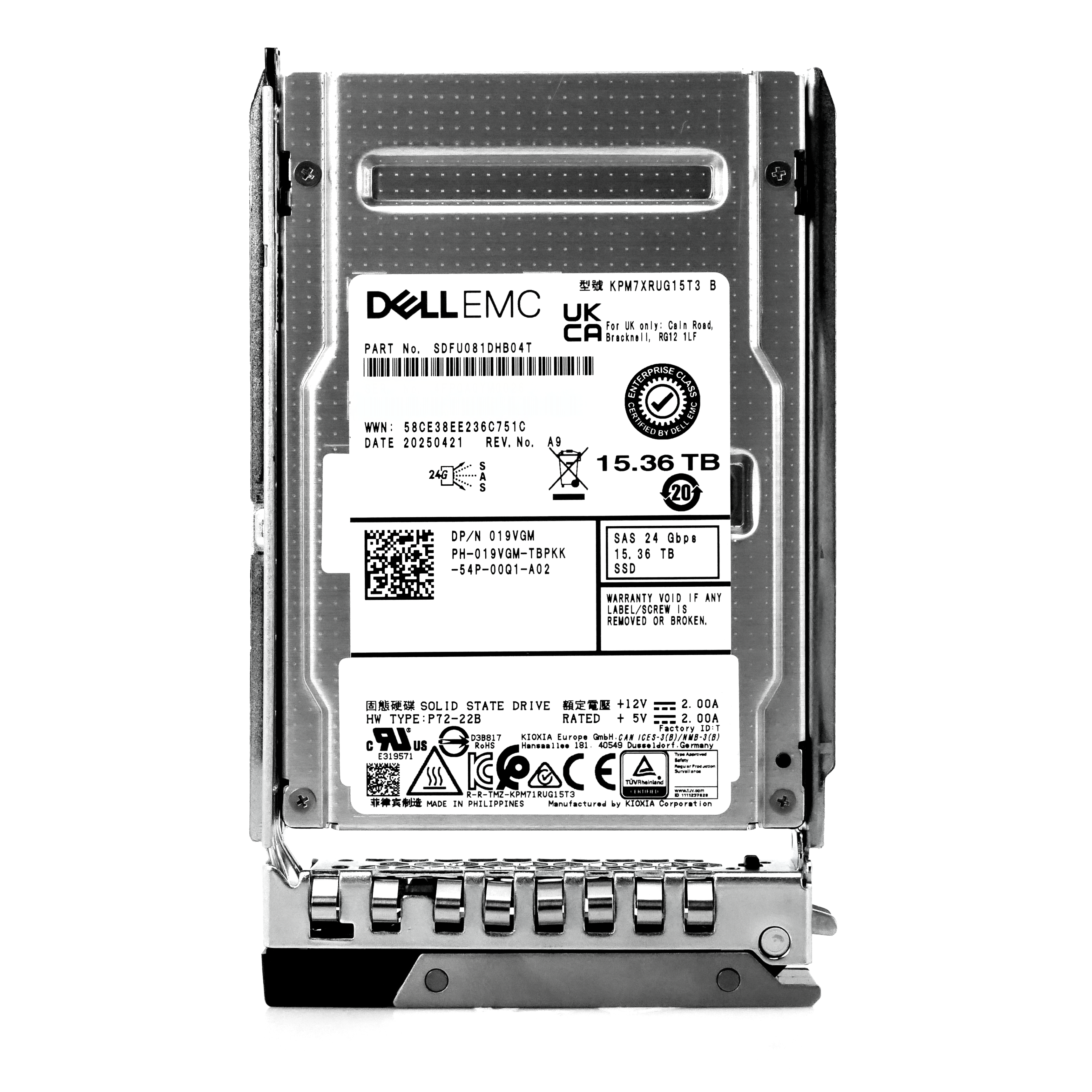 Dell G14/15/16 019VGM 15.36TB 1 DWPD SAS-4 24Gb/s 3D TLC 2.5in Recertified Enterprise Solid State Drive