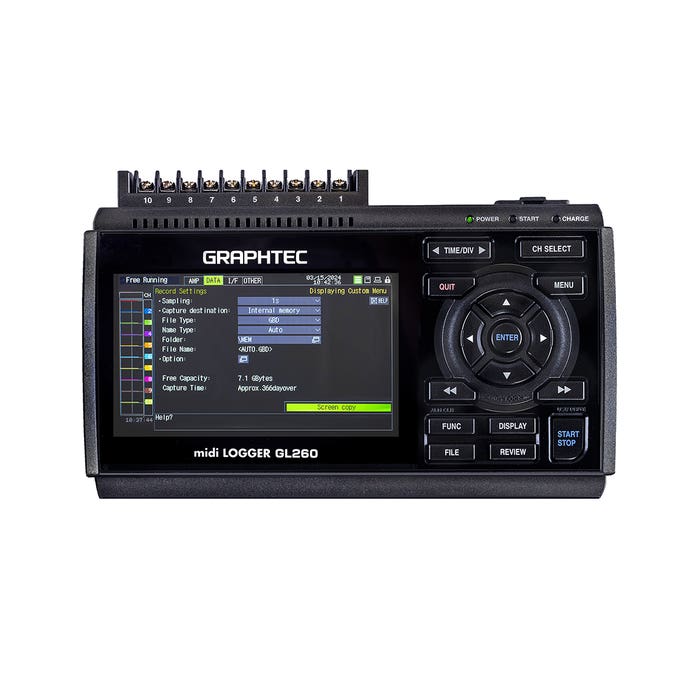 Graphtec GL260 - Compact 10-Channel Voltage Thermocouple Datalogger | Alo Tech Solutions