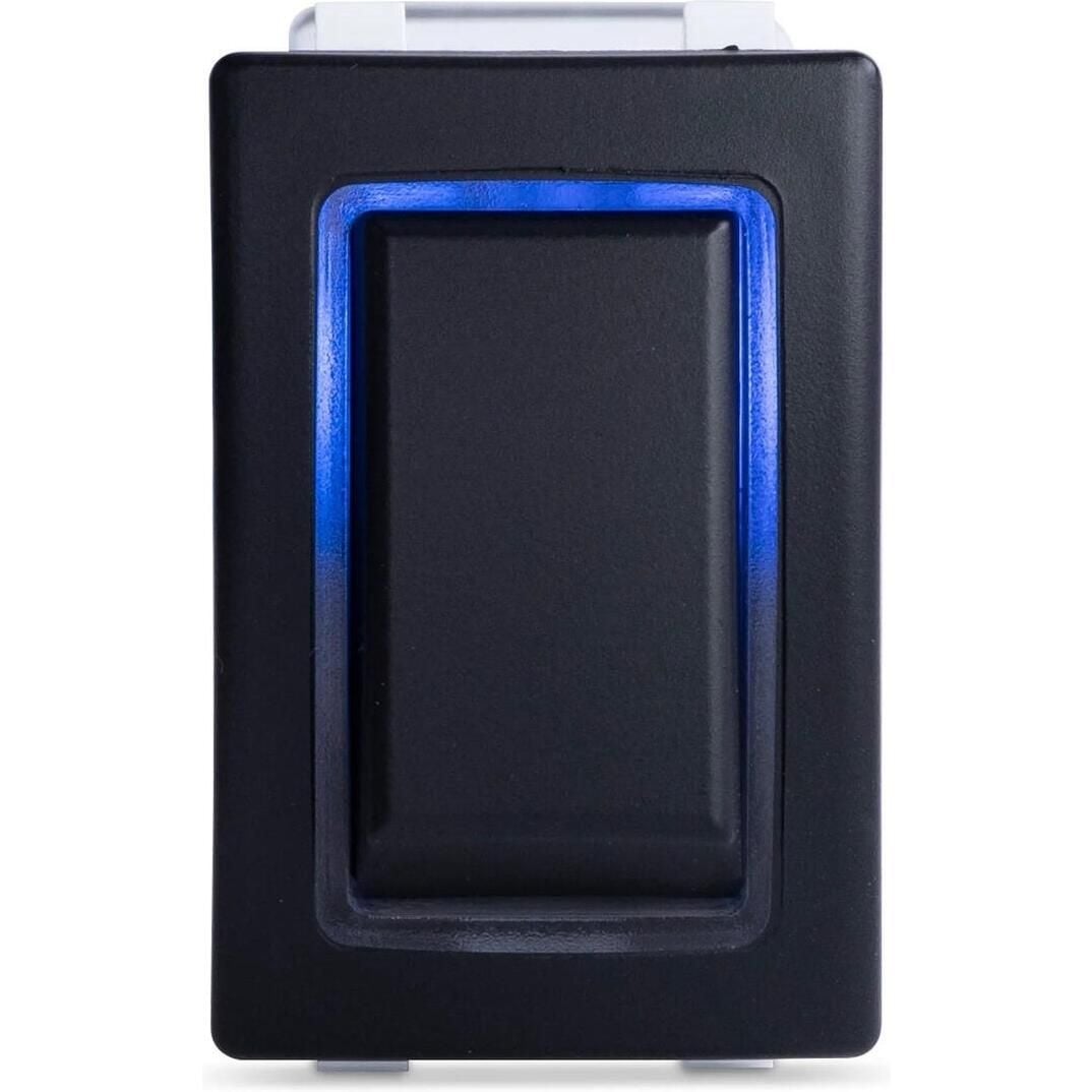 Sierra RK40700B Rocker Switch w/Halo LED Light, ON OFF ON (Dependent), DPDT, Blue