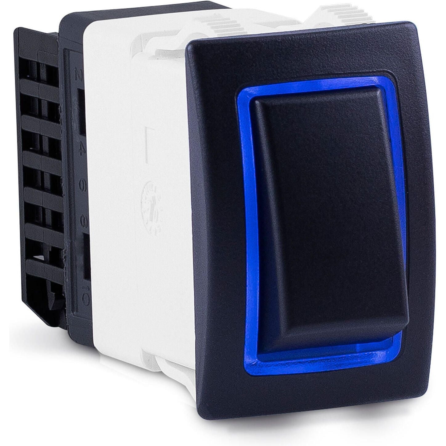 Sierra RK40680B Rocker Switch w/Halo LED Light, (ON) OFF (ON), DPDT, Blue