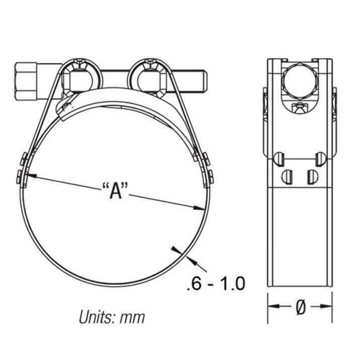 Scandvik 67036 Heavy Duty 316 Stainless Steel GBS Clamp