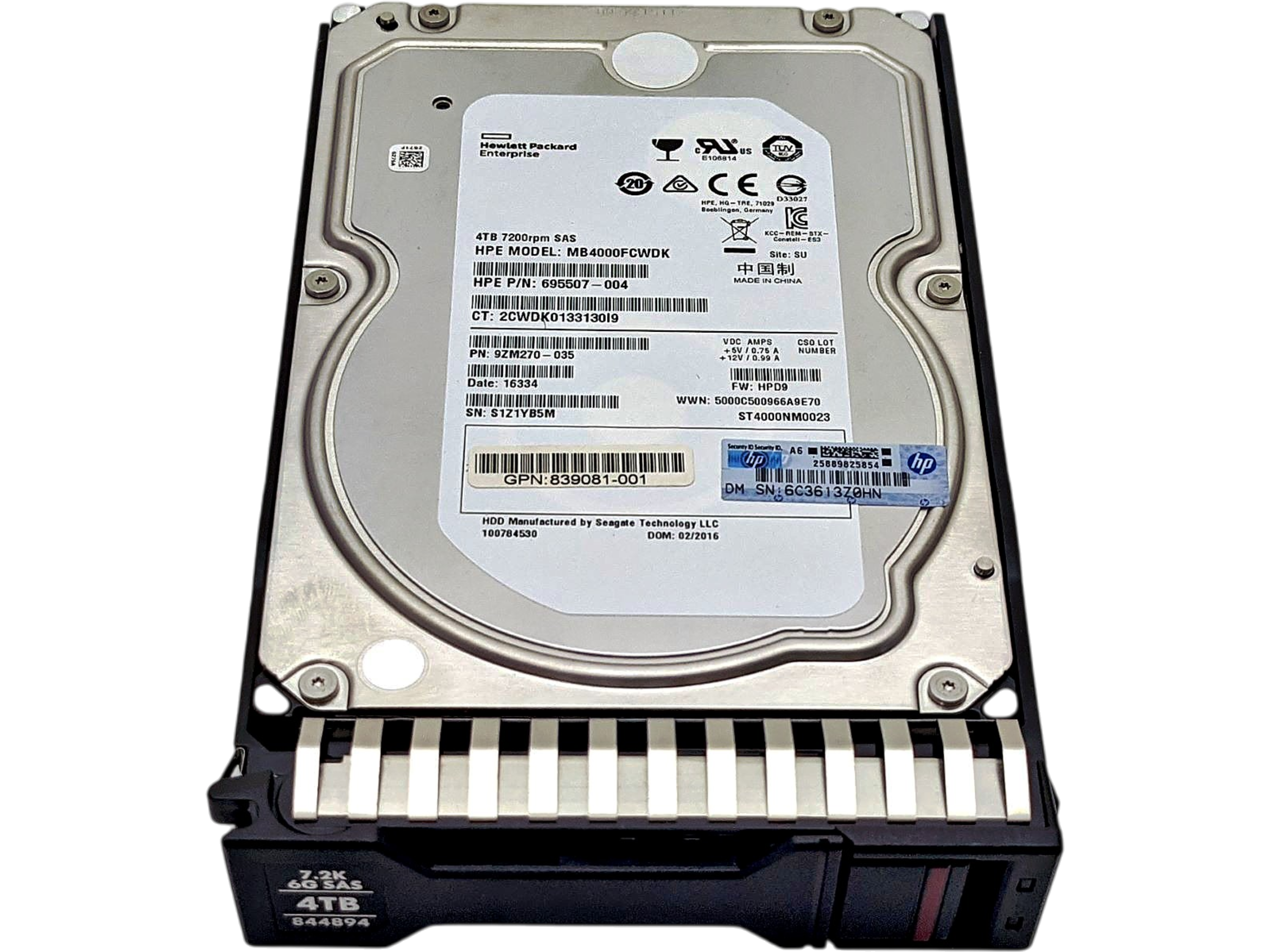 HP 869726-001 4TB 12G SAS 7.2K 3.5" MDL SC