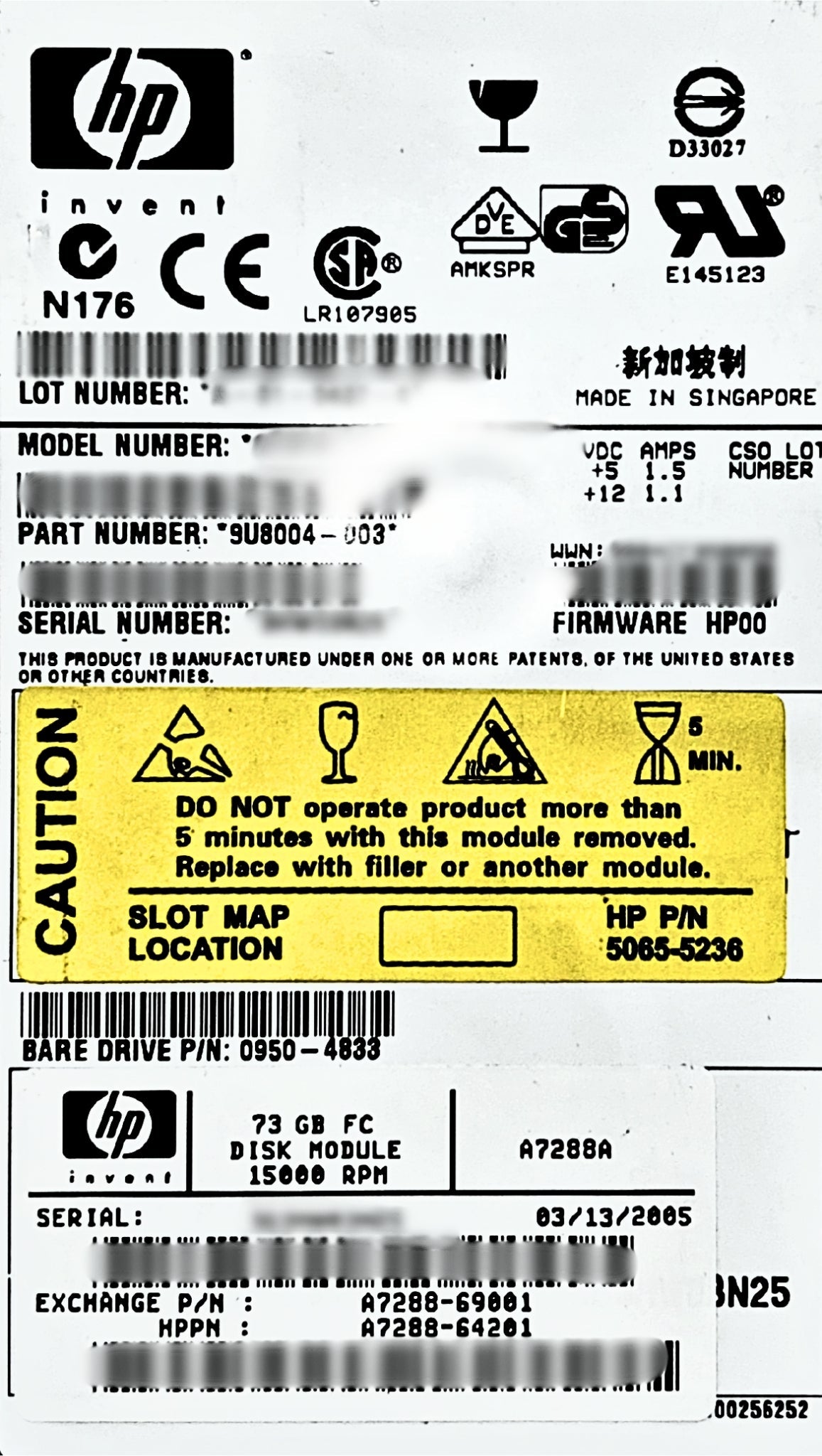 HP A7288A 73GB 15K DISK (VA7XX0)