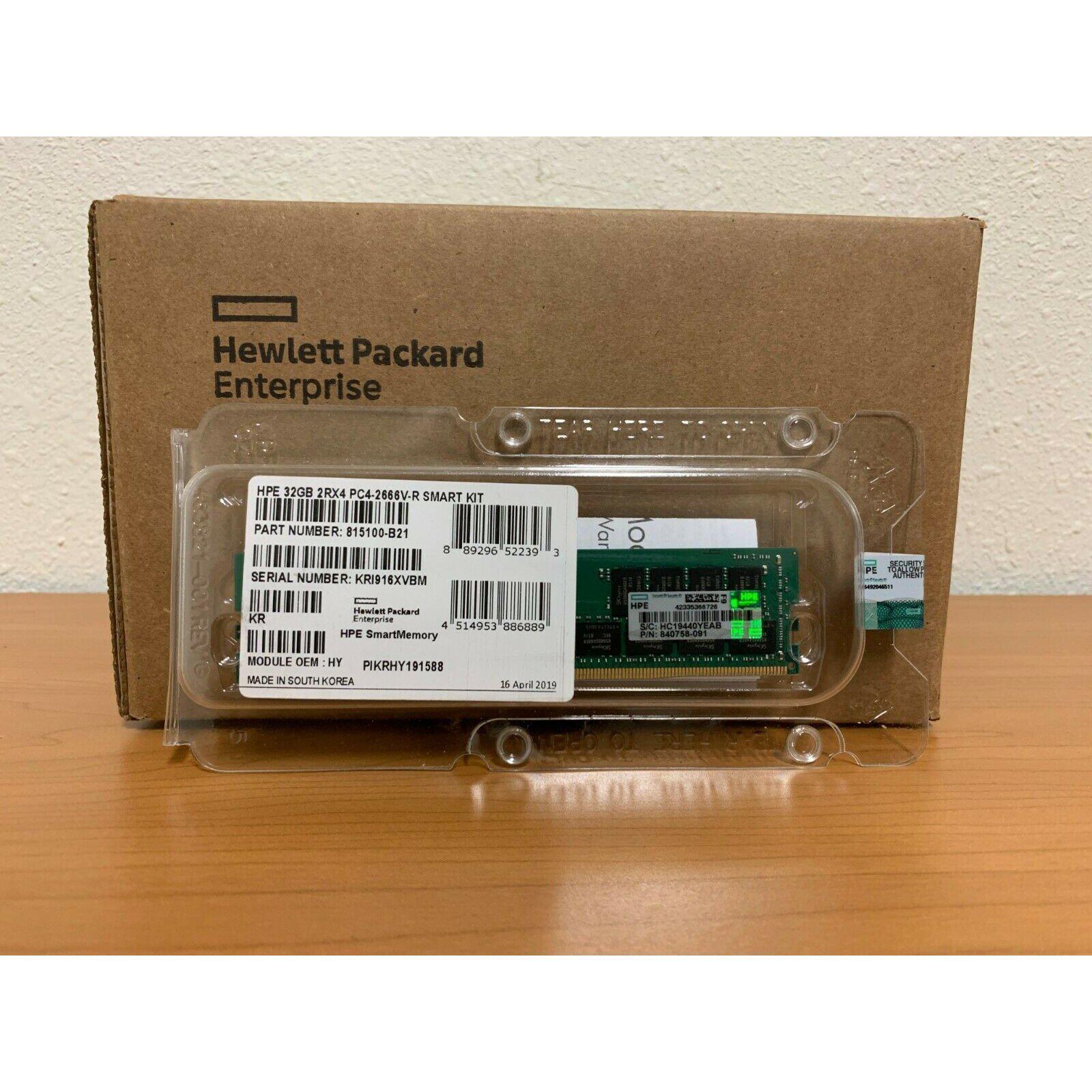 HP HPE 815100-B21 840758-091 32GB 2RX4 PC4-2666V-R SMART KIT 889296522393