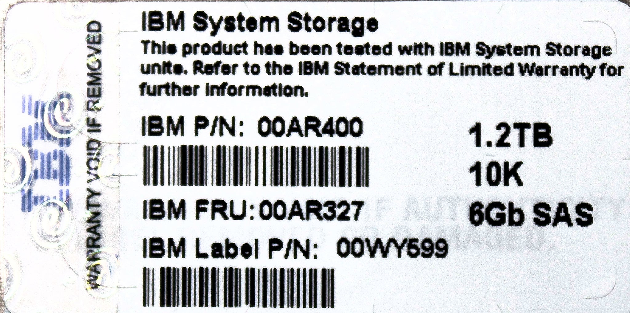 IBM 00AR327 1.2TB 10K 2.5" 6GB SAS