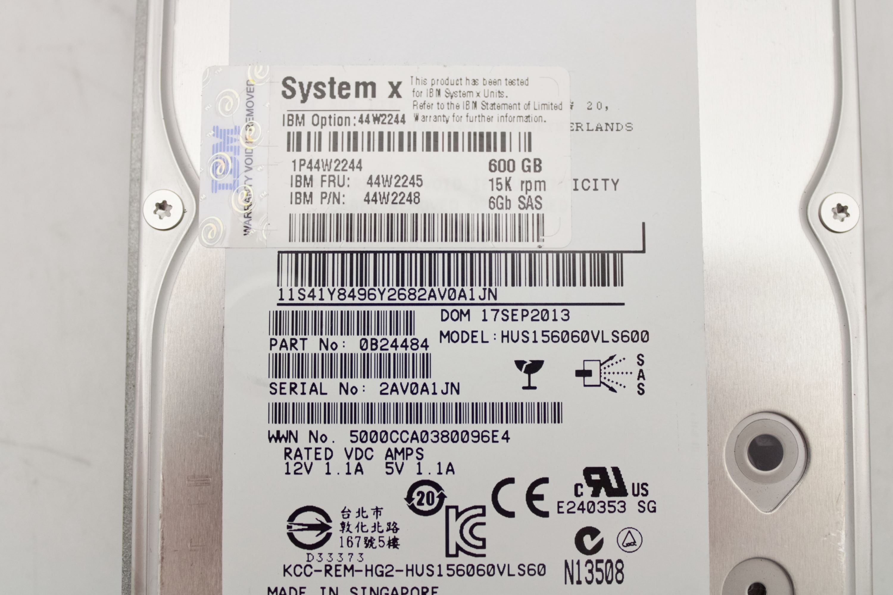 IBM 44W2245_x4 600GB 15K 6GBPS SAS 3.5 HDD