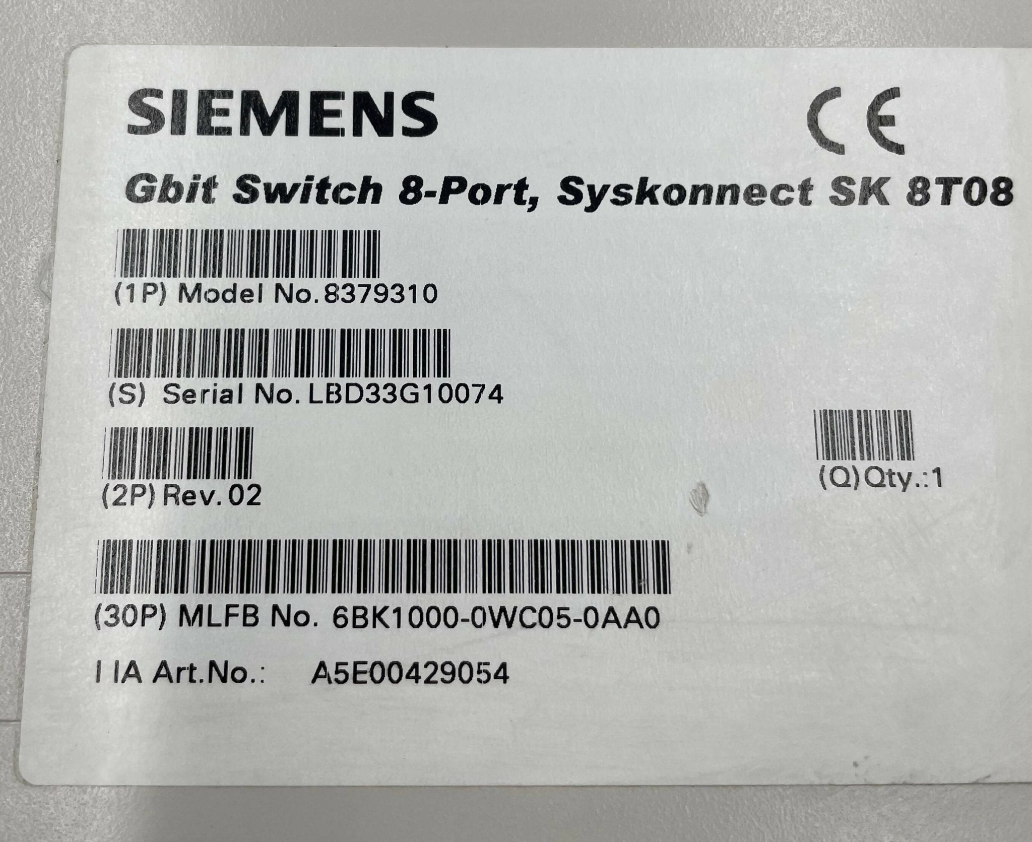 IRS1 1GBit 8 PORT SWITCH (8379310/S-8180T SIEMENS