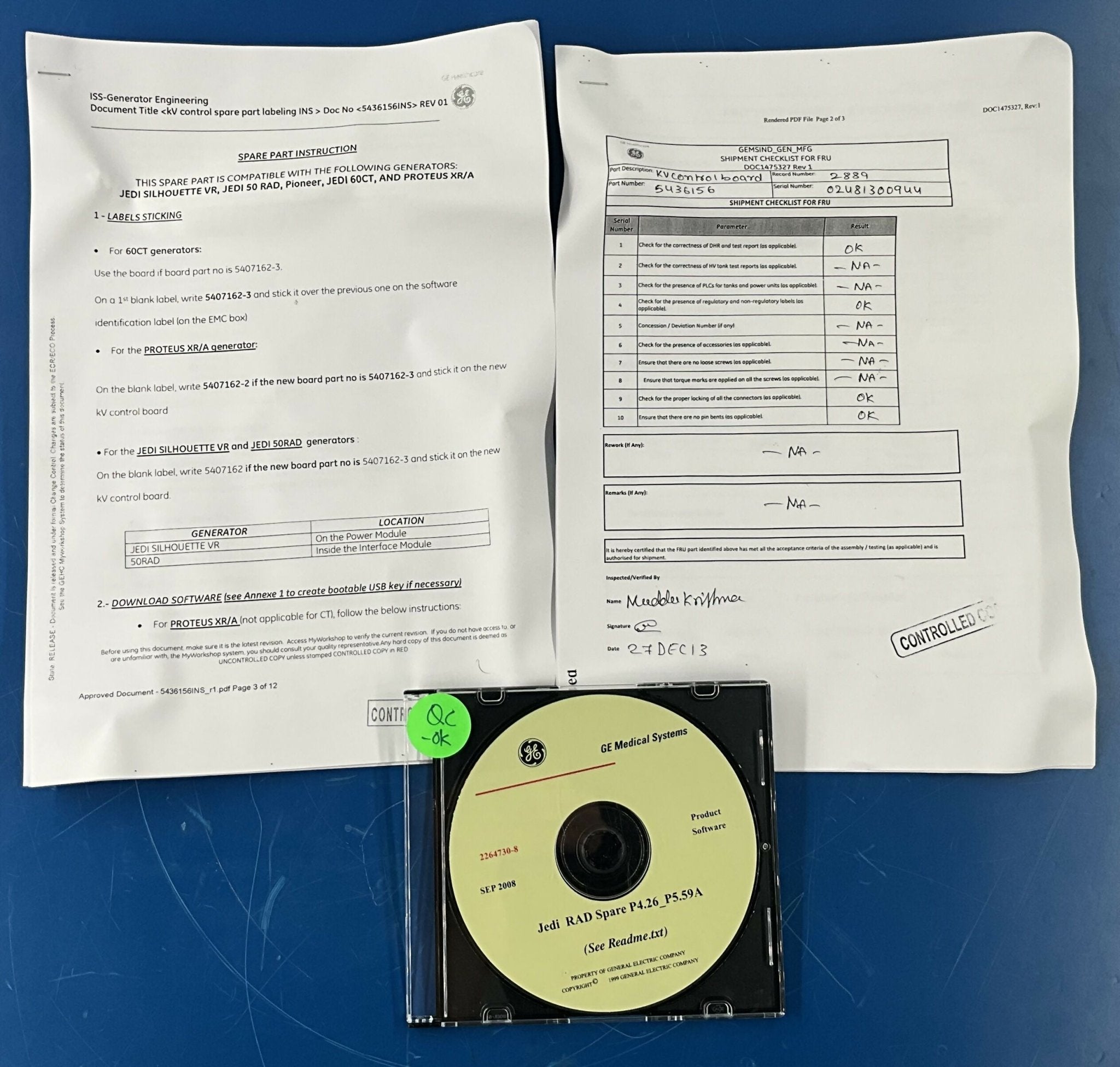 Jedi KV Control Spare P5.47 (5436156/5407162-3) GE