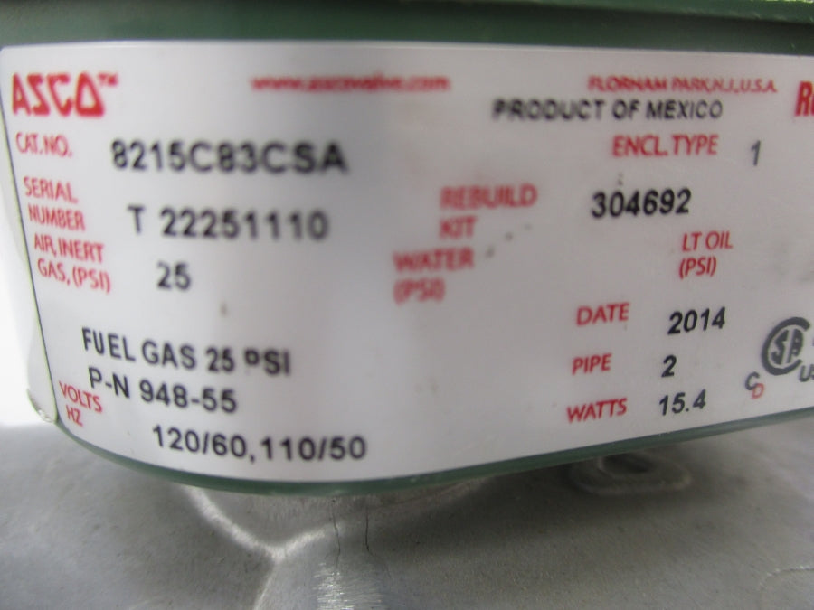 ASCO 8215C83CSA 100/120V 25PSI 2" NSNP