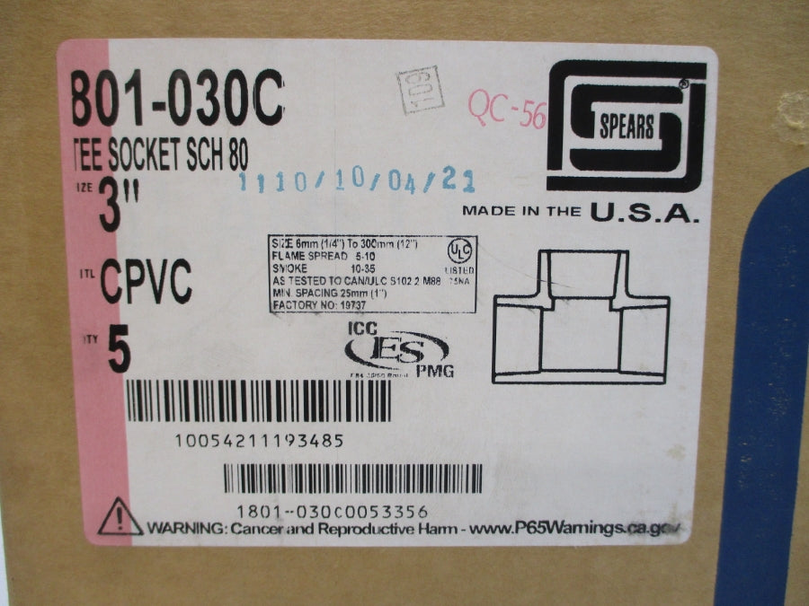 SPEARS 801-030C 3" (PKG OF 5) NSMP