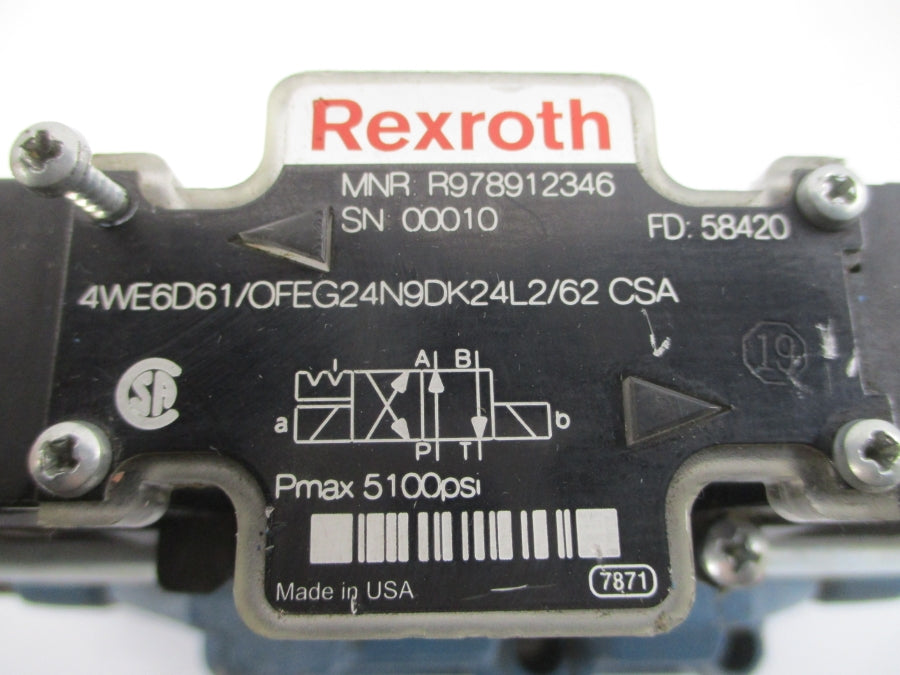 REXROTH 4WEH22D74/0F6EG24 RR00006334 24VDC 1.25A UNMP