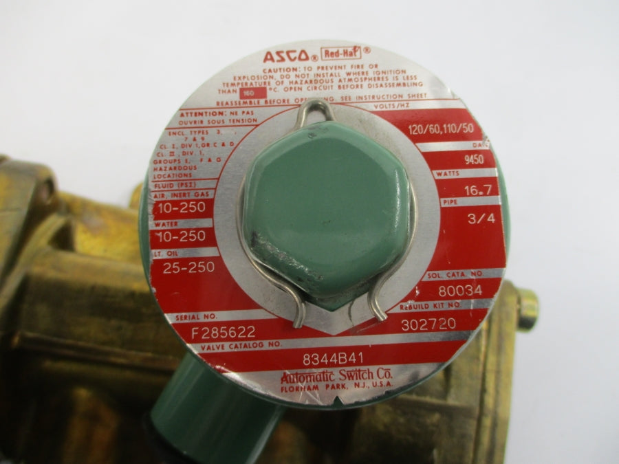 ASCO 8344B41 110/120V 10-250PSI 3/4" NSNP