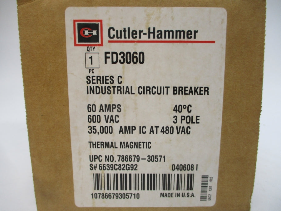 CUTLER HAMMER FD3060 6639C82G92 SER. C 600VAC 60A NSMP