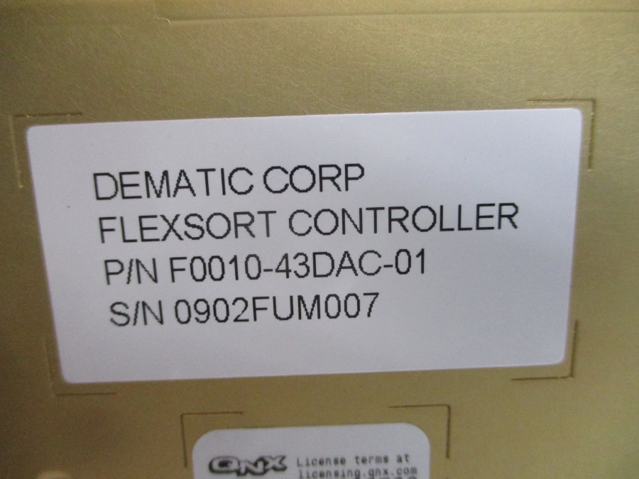 DEMATIC F0010-43DAC-01 SBX2005 2005DEM-243 100/240VAC 8/4A REV. B NSNP