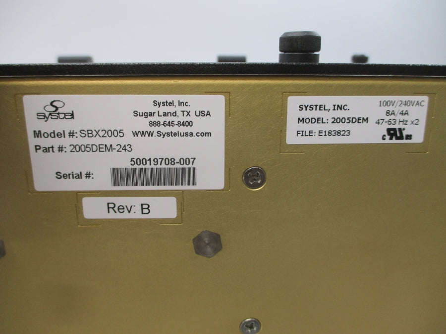 DEMATIC F0010-43DAC-01 SBX2005 2005DEM-243 100/240VAC 8/4A REV. B NSNP