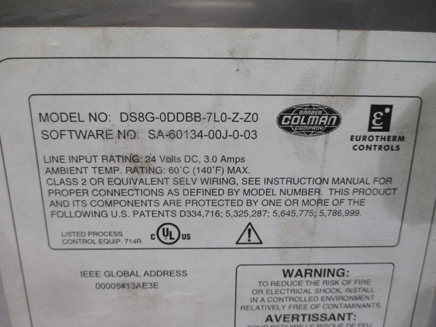 BARBER COLMAN DS8G-0DDBB-7L0-Z-Z0 24VDC 3.0A UNMP