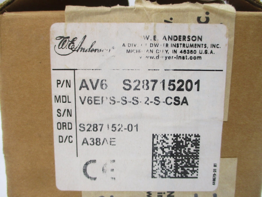 W.E. ANDERSON V6EPS-S-S-2-S-CSA AV6S28715201 125/250VAC 5A NSMP