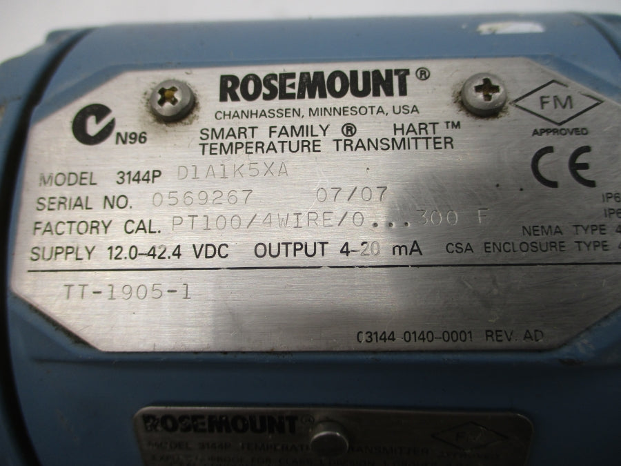 ROSEMOUNT 3144PD1A1K5XA 12.0-42.4VDC (AS PICTURED) UNMP