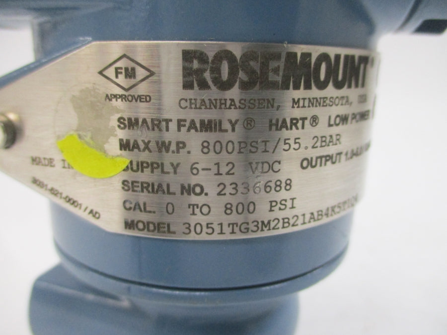 ROSEMOUNT 3051TG3M2B21AB4K5T1Q4 6-12VDC 800PSI NSNP