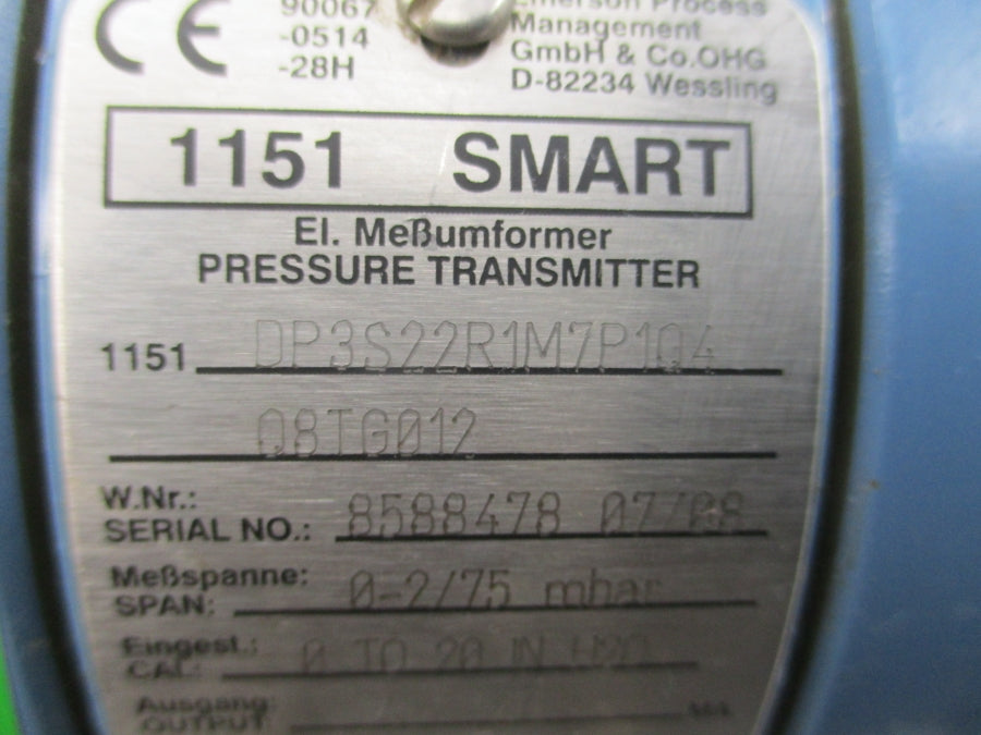 ROSEMOUNT 1151DP3S22R1M7P1Q4Q8TG012 45VDC NSNP