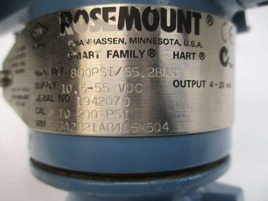 ROSEMOUNT 3051TG3A2B21AB4E5M5Q4 10.5-55VDC 800PSI NSNP