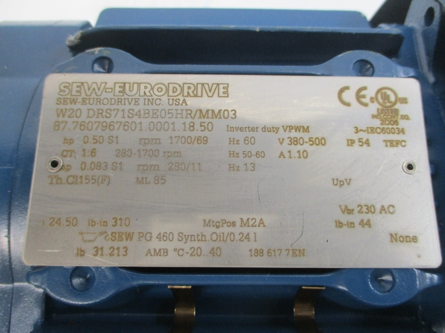 SEW-EURODRIVE W20DRS71S4BE05HR/MM03 380-500V 1.10A NSNP